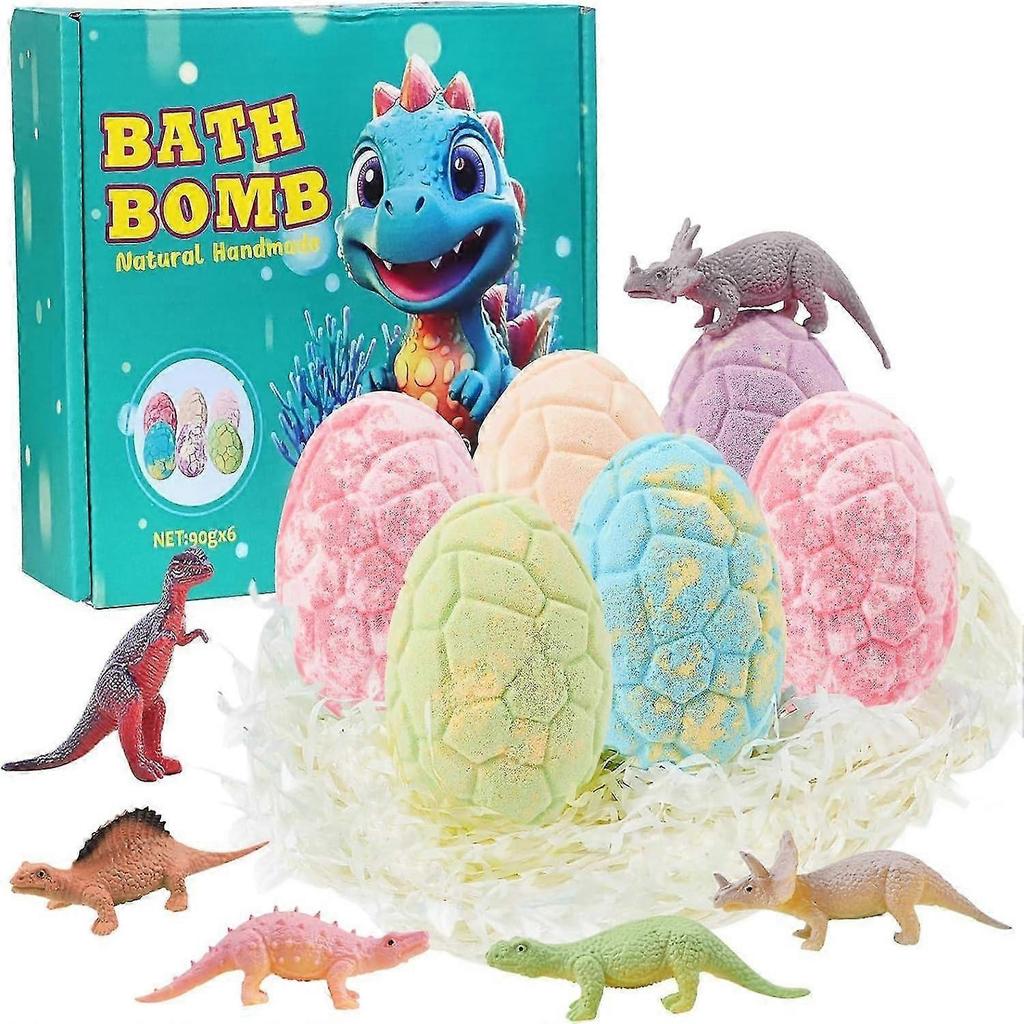 Bath Bombs Gift Set,6*Dinosaur Bath Bombs for Kids with Surprise Dinosaurs Toys Inside, Handmade Organic Natural Fizzy Kids Bath Bombs, Bubble Bath Bo