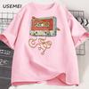 80s 90s Cassette Tape Pencil T Shirt Music Retro Tshirt Casual Short Sleeve Unisex Unisex Vintage Tshirt Round Neck Unisexs Clothing
