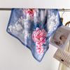 Blue Rhyme Flower Shadow Printed Silk Scarf Square Scarf High-End Shawl Versatile Neck Small Square Scarf Headscarf