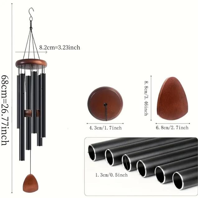 Aluminum 26-Inch 6-Tube Metal Wind Chimes - Customizable Pendant Gifts for Any Festival