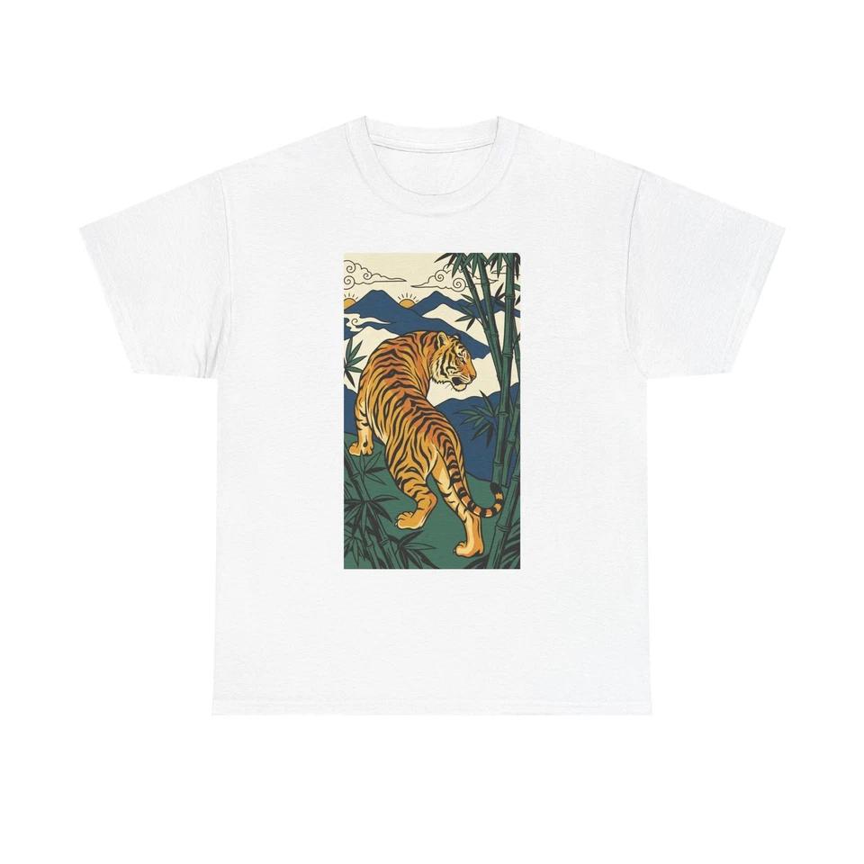 Tiger Landscape Tee | Retro Mountain Jungle Illustration L