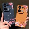 Sakura Blumenmuster Weiche Matte Hülle Für Xiaomi 13T Poco X7 X6 M6 Pro Redmi Note 14 13 Pro 12 11 TPU Ledertextur Stoßfest Schlanke Handyhülle