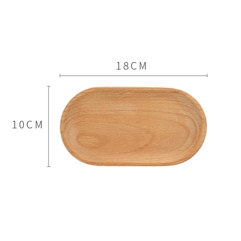 Japanese Tableware Wooden Plate Beech Oval Tray Mini Solid Wood Small Dinner Plate Children's Dinner Plate Wooden Plate