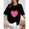 White Oversized T-Shirt With Heart Pattern For Casual Wear