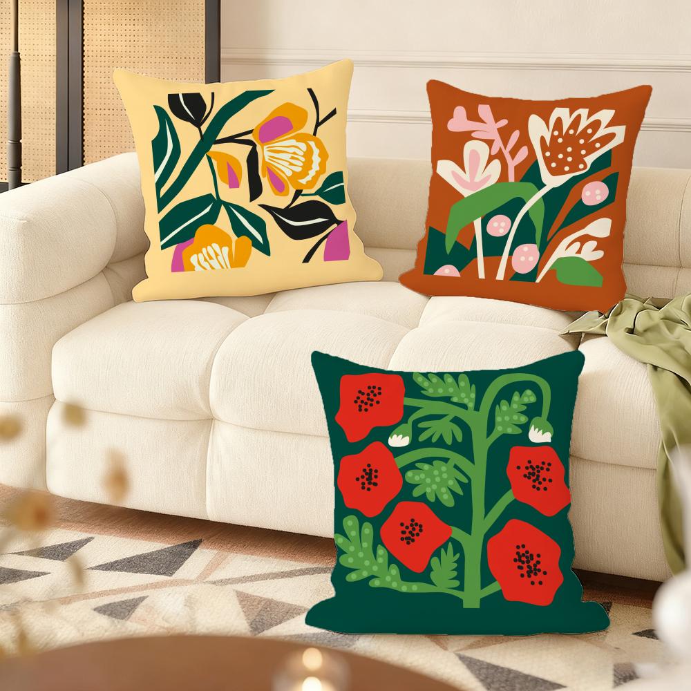 Fashion Flower Cushion Cover Soft Short Plush Pillow Cover Smooth Cozy Texture Aesthetic Cushion Case Home Decor