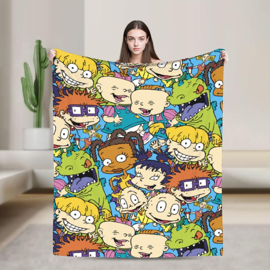 Rugrats Playful Character Blankets  Warm Soft Plush Throw Blanket For Couch Chair Airplane Travel Flannel Bedspread Bed Cover