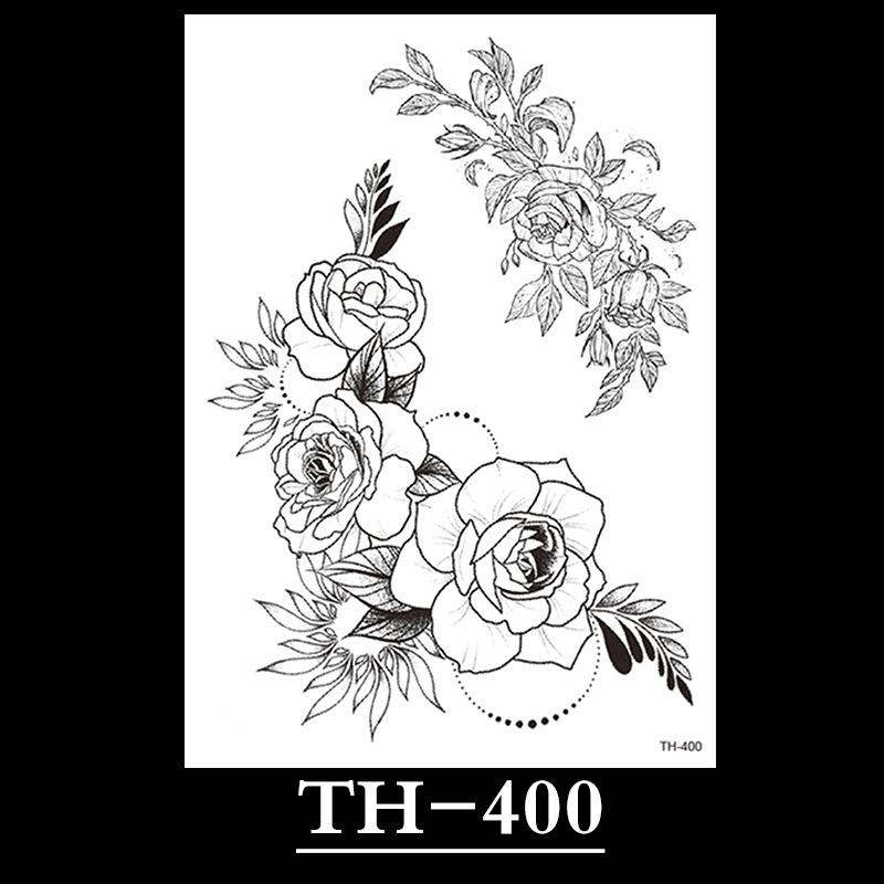 Flower Arm Tattoo Sticker, Half Arm Waterproof Tattoo Sticker, Sketch Line Tattoo Sticker Tattoo