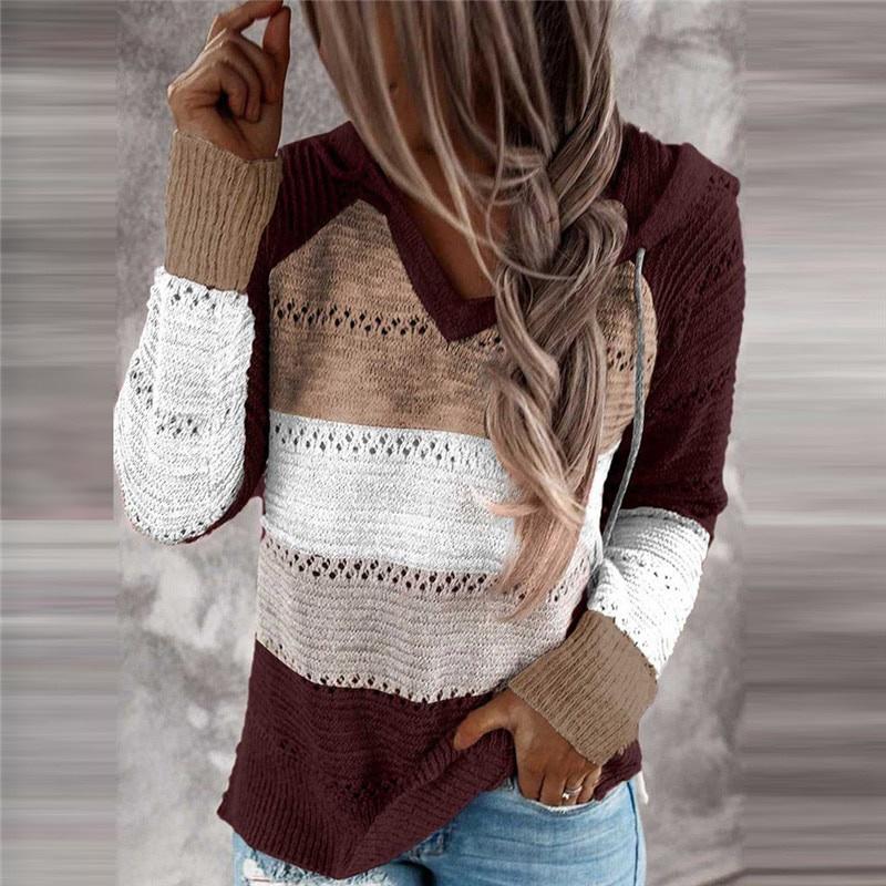 2026 Herbst Winter Damen Kapuzen-Strickpullover, Oversized Drop Shoulder Lässiger Pullover mit Weichem Garn, Urban Street Style Top für Loungewear