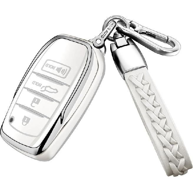 Autophone For Toyota Key Fob Cover With Leather Keychain Soft Case For 2025 Camry,4Runner -2025 Venza,Rav4 Prime,Land Cruiser,-2025 Grand