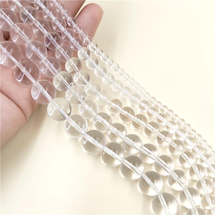 Bílý křišťálový kámen Distanční volné korálky Přírodní 4 6 8 10 12 mm Výroba šperků DIY Pro náhrdelník náramek Nový kulatý