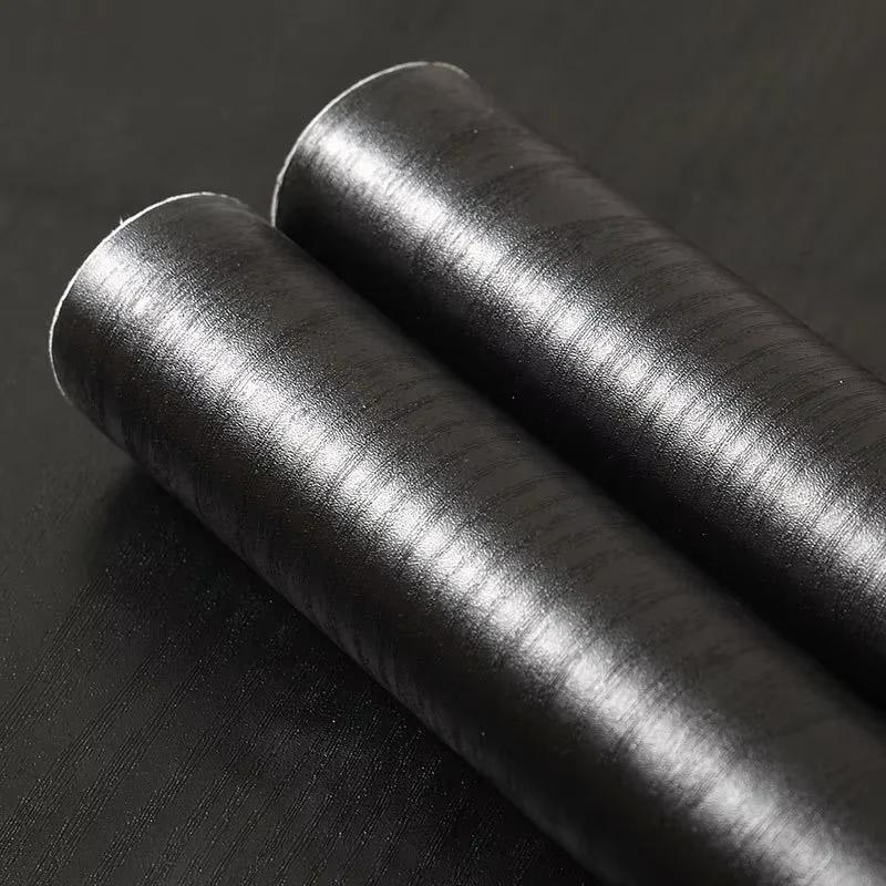 40Cm Household Black Wood Grain Simple Waterproof Home Decoration Oil Resistant Kitchen Cabinet Desktop Self-Adhesive Wallpaper