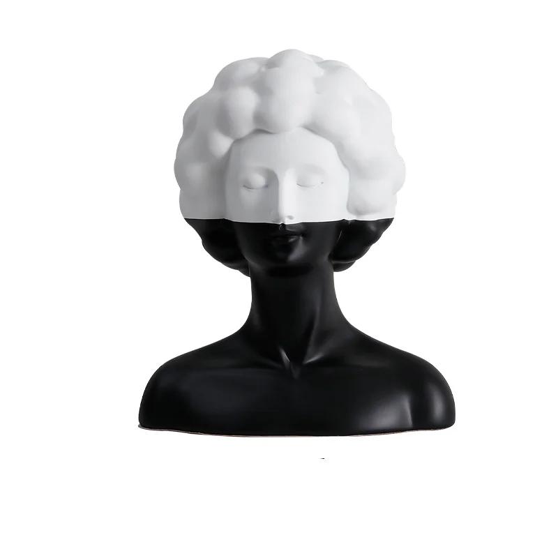 Resin Handicraft Artificial Figure Sculpture Black and White Figurines Abstract Portrait Home Decoration Accessories