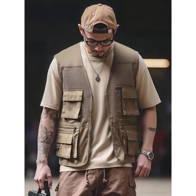 Men's Fishing Vest, Outdoor Mountaineering Functional Multi-Functional Tactical Vest, Thin Workwear Photography Vest