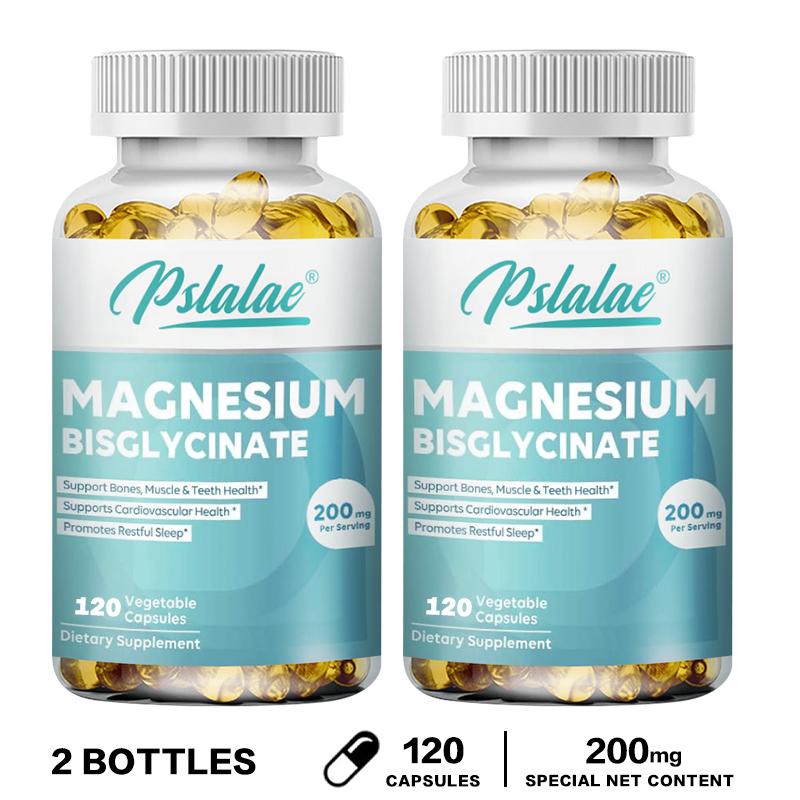 Pslalae Magnesium Glycine Capsules, 200 mg per serving, essential minerals, nutritional supplement.