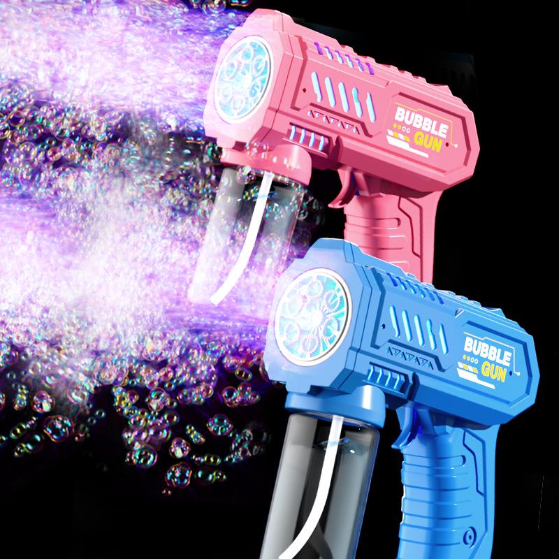 Children's Handheld Electric Bubble Gun: Sparkling Luminous Blowing Toy