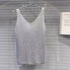 Spicy Girl Hot Diamond Collar Knitted Strap Top Women's Full Diamond Sparkling Unique Loose Western Style Versatile Top