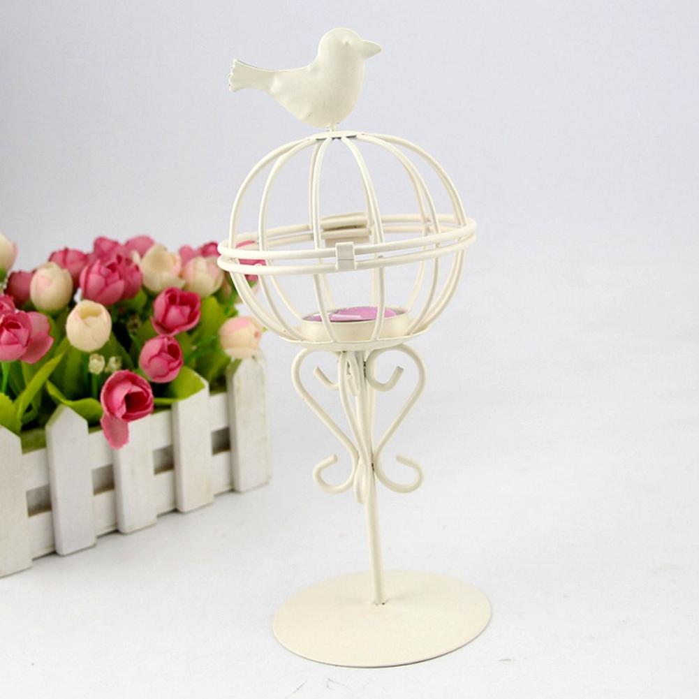 Aushöhlen Einzigartiger Vogelkäfig Eisen Kerzenhalter Kerzenständer Dekor Heimdekoration OrnamentWeiß