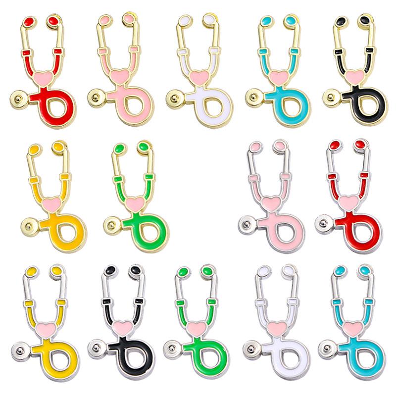 Original Cross-border Stethoscope Shape Brooch Care For Medical Staff Alloy Enamel Pin Badge for Backpack Clothes Decor