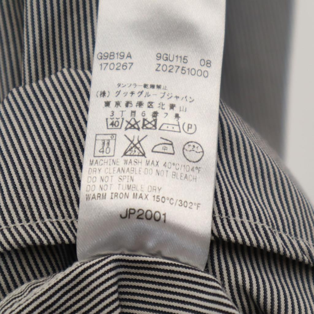 Gucci Made In Italy Striped Pattern Long Sleeve Cotton Shirt 40 Gray Men's Used