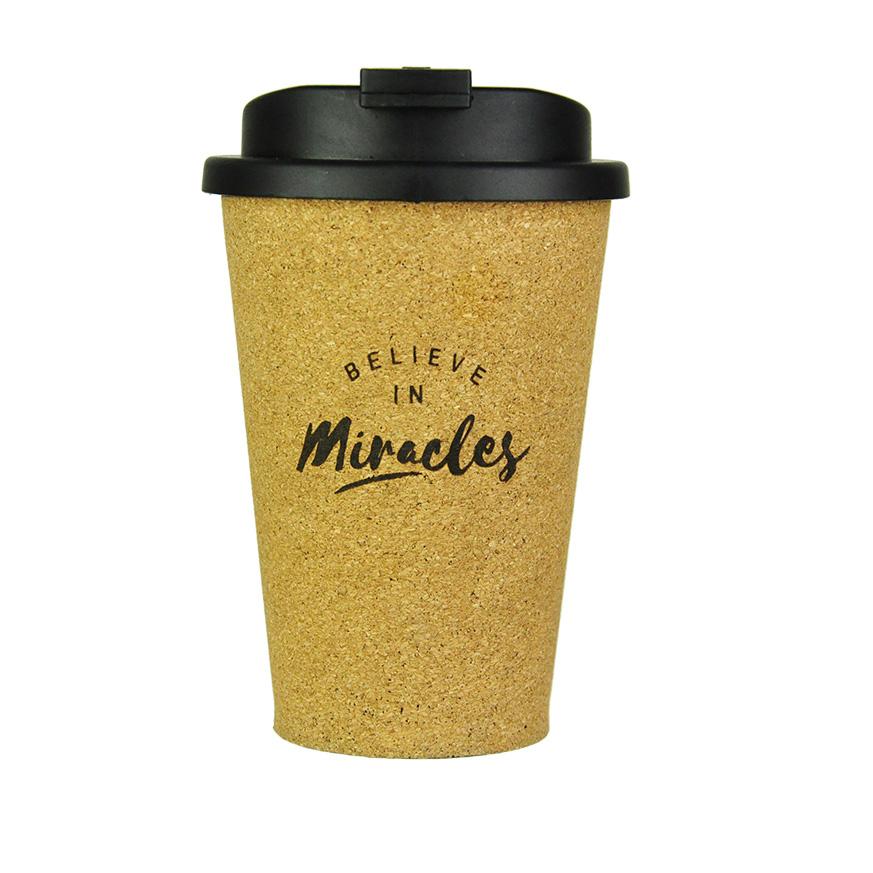 

Кофейная чашка из пробковой кожи с крышкой, портативная чайная кружка для дома, студенческой пары, устойчивая к высоким температурам для творчества 320ml