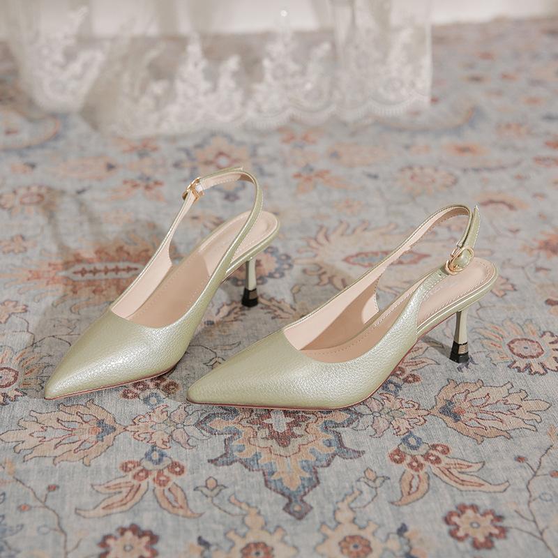 

Baotou rear empty shallow mouth sandals women s 2025 summer new thin heel versatile and comfortable daily commuting temperament high heels 40 трава зеленый