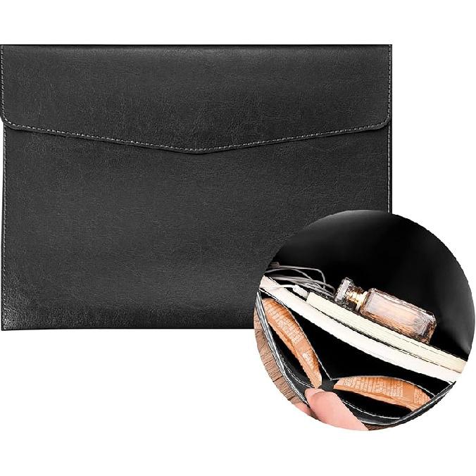 VANRA File Folder Organizer PU Leather File Jackets Document Holder Project Pockets with Magnetic Closure Button and Inner Bag for A4 Letter Size