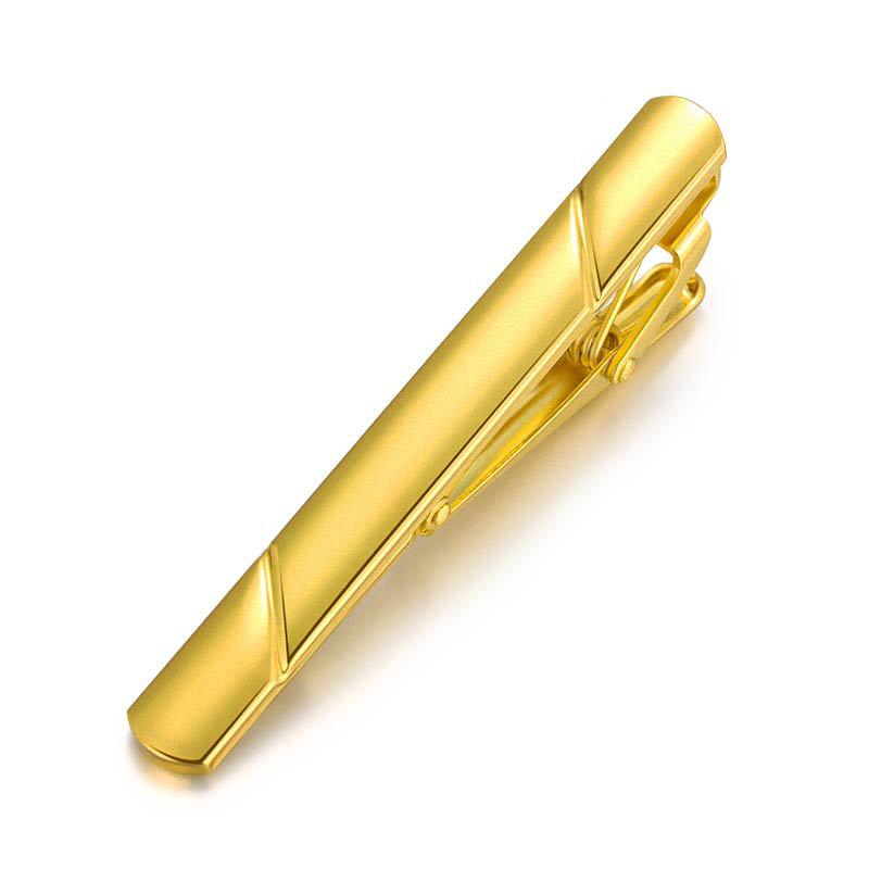 Brass Tie Clip with Laser Logo, 5.8x0.6cm - Men's Formal Business Accessory