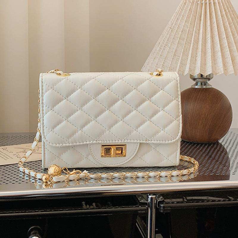 Tendință de modă culoare solidă simplă stil străin 2025 nou fir brodat diamant lanț lacăt crossbody umăr geantă pătrată mică