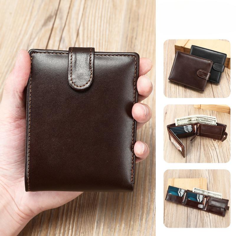 Portfel męski z prawdziwej skóry, wysokiej klasy portfel wielofunkcyjny, wieloszczelinowe etui na wizytówki, skórzana torba