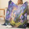 Lightweight Whimsical Mushroom Flannel Throw Blanket Soft Cozy Warm Home Blanket for Halloween, Christmas & Leisure Use