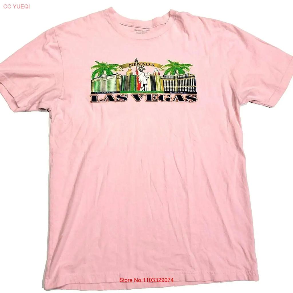 Vintage Nevada Las Vegas Print Salmon Unisexs Large T Shirt Made In USA vintage Washed Stylish Versatile Casual Breathable