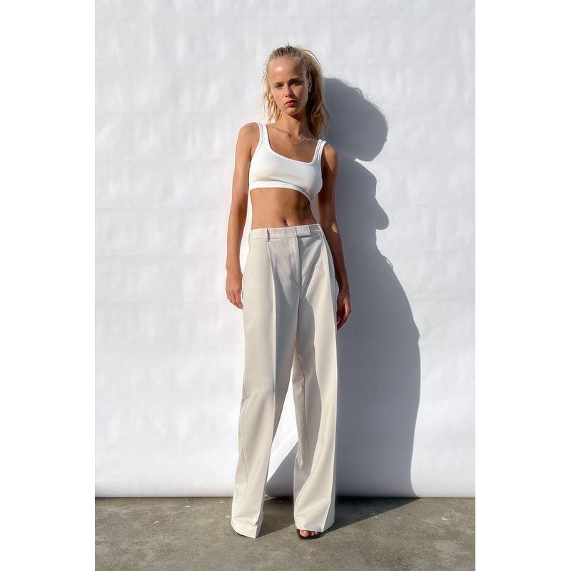 Slim Looking High Waist Loose Drape Texture Mop Trousers