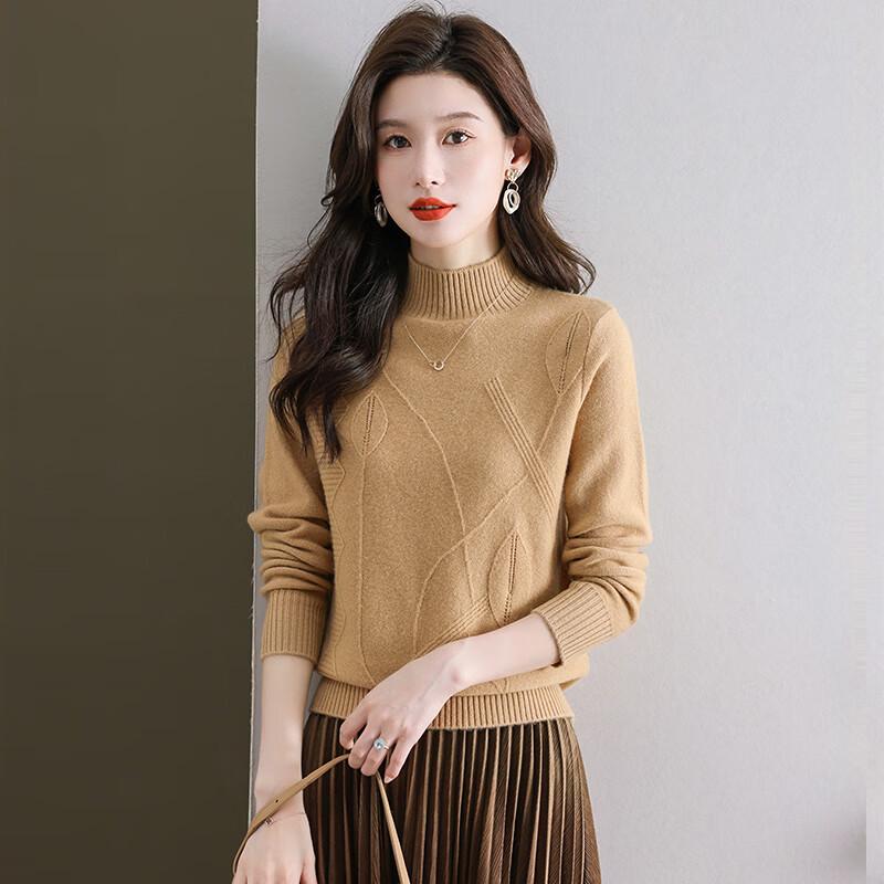 Women's 100% Pure Wool Half-High Collar Sweater