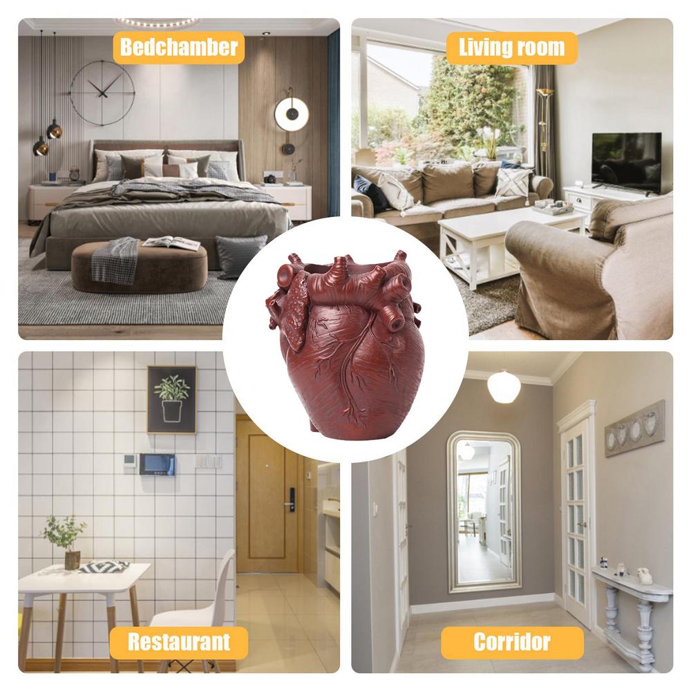 Creative Heart Shaped Resin Pen Holder Desktop Organizer Office Study Bookshelf Decor Art Supply Storage Accessory