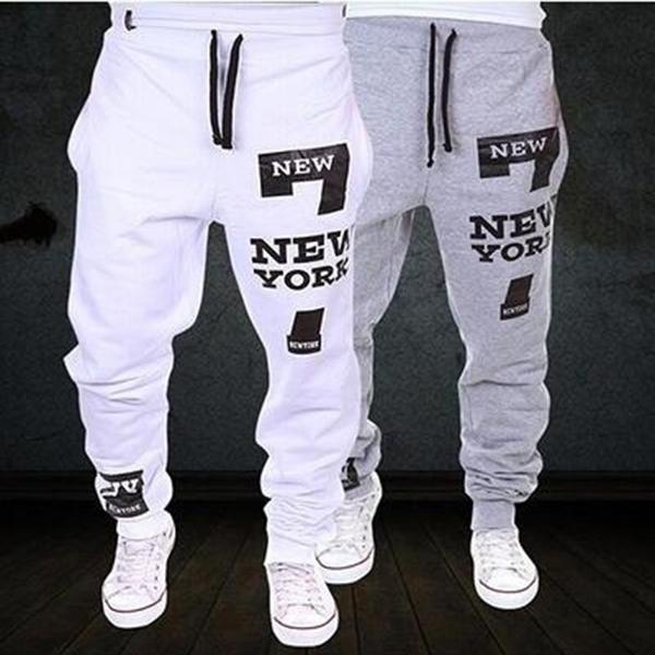 Men Fashion Autumn Winter Sports Casual Print Pants Long Trousers