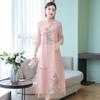 Donne Cheongsam Abito Migliorato Retro Elegante Ricamo Abiti Lunghi Abito da Festa Floreale Abbigliamento Cinese Femminile di Alta Qualità