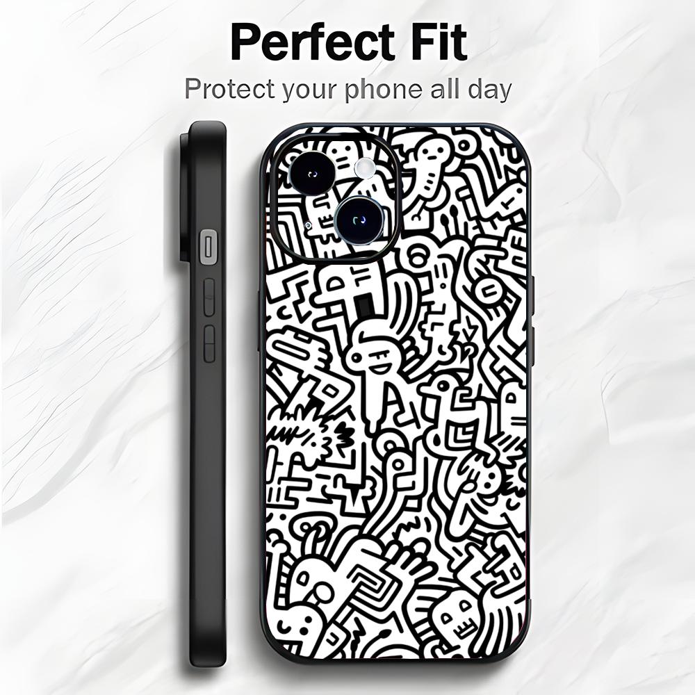 Creative Colorful Abstract Art M-Mr Doodle Phone Case Phone Case Soft Packaging Lightweight For iPhone17 16 15 14 13ProMax