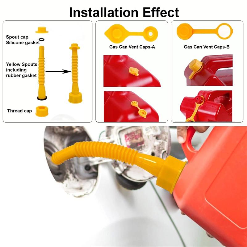 19-teiliges Kfz-Trichterset mit verschiedenen Trichtertypen und 9 Ersatz-Ausgießern für Benzinkanister, geeignet für Autos