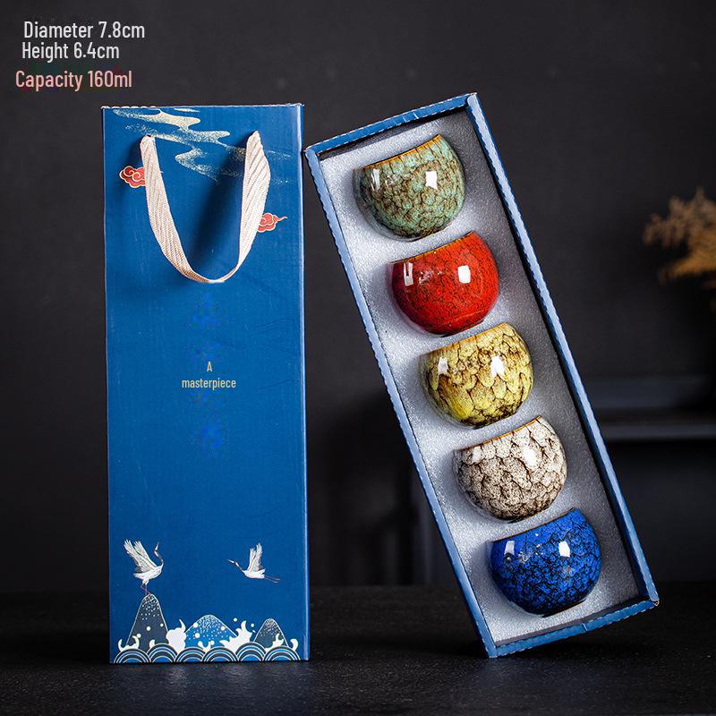Kiln-Transformed Jianzhan Tea Cup: Five-Element Tianmu Host Cup In Gift Box, Perfect for Business Gifts