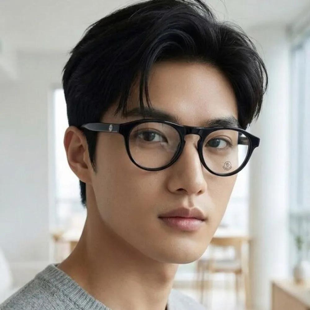 [Moncler] Eyeglass Frames ML5054 001 Black Round Horn-rimmed Glasses for Men and Women