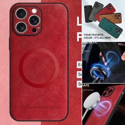Magsafe Magnetic Phone Case for iPhone 16 15 Pro Max 16E 14 13 12 11 Pro X XR Xs Max 7 8 Plus SE 2022 PU Leather Silicone Cover