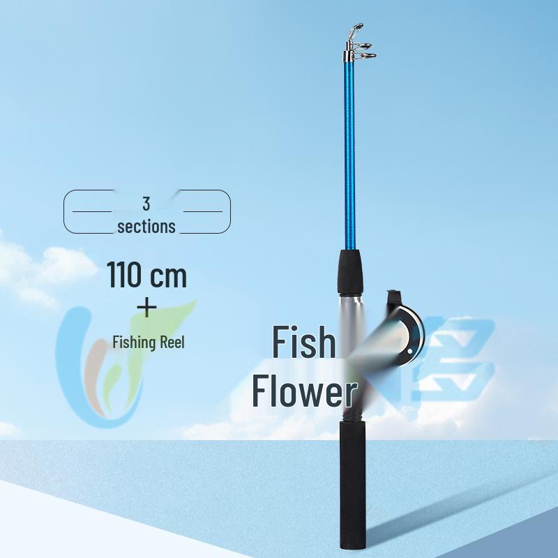 Kids' Retractable Mini Fishing Rod with Reel – Glass Fiber Ice Rod for Crabs & Lobsters