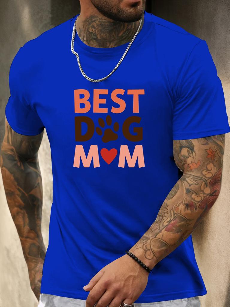 Short Sleeve TShirt BEST DOG MOM Mens 100 Cotton Pattern Printed Shirt Summer Round Neck Breathable Casual Fashion Cool Tee