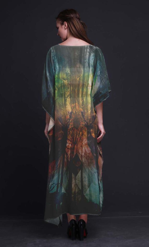 Phagun Deer Jungle Womens Long Beach Kaftan Beachwear Bikini Coverup Maxi