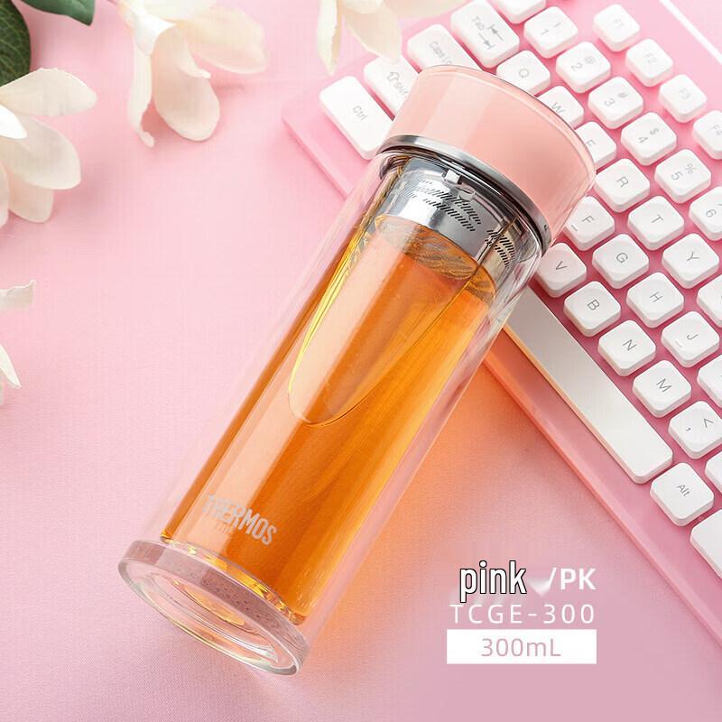 THERMOS TCGE-300 Double-Layer Glass Tea Infuser Bottle