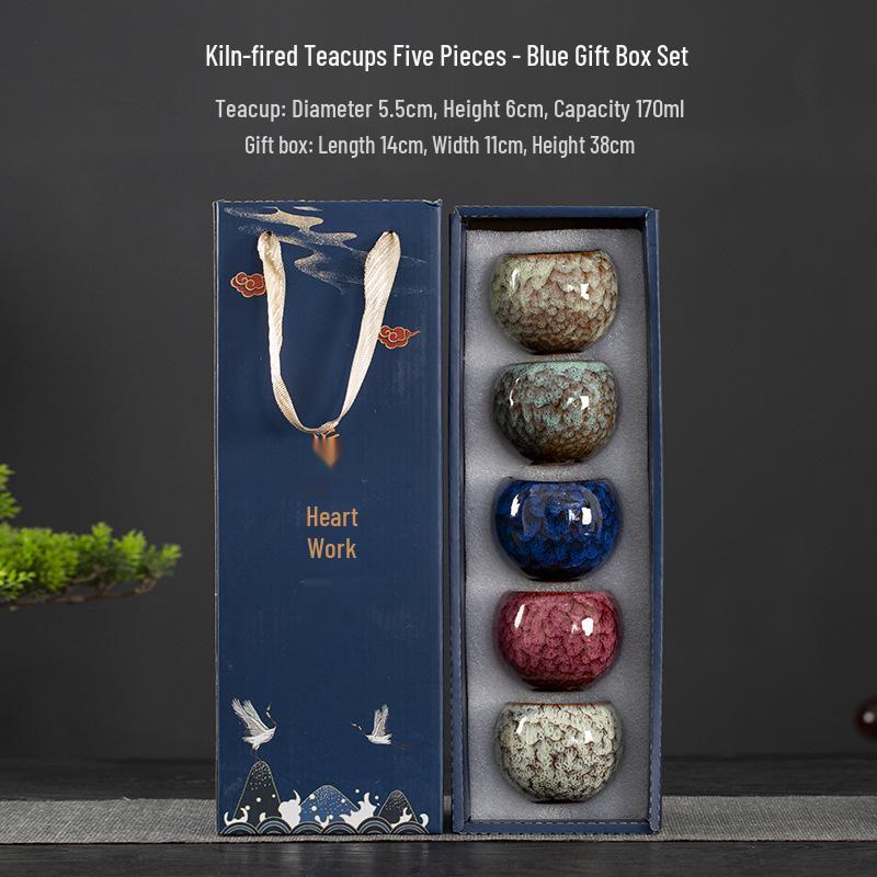 Jianzhan Kiln-fired Five Elements Tea Cup - Spill-proof, Single Host Cup in Gift Box for Tea Tasting & Business Gifts. 170 mL