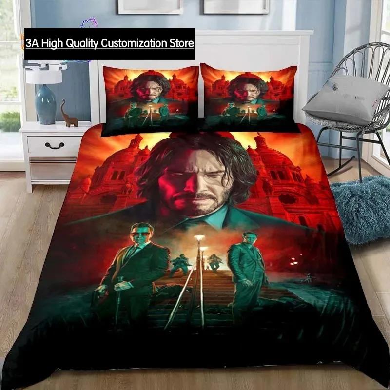 

Comforter Thriller Film John Wick Bedding Set Single Twin Full Queen King Size Bed Set Adult Boys Bedroom Bedding Gift Comforter (quilt)-EU Single(135*200cm)3pcs