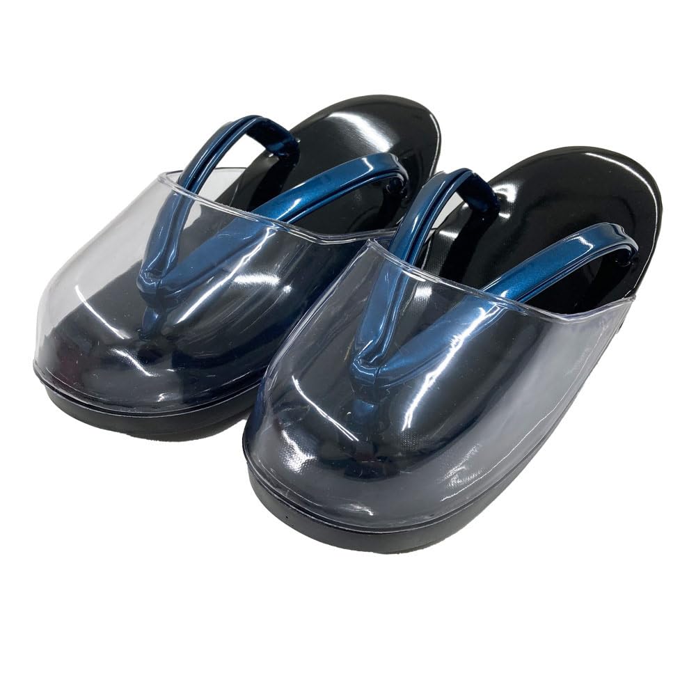 

Kyoto Kimono Yuzen Women s Rain Sandals, Shigure-zu, Sizes 22cm-23.5cm, with Rain Cover, Black, One Size Fits Most (Blue)