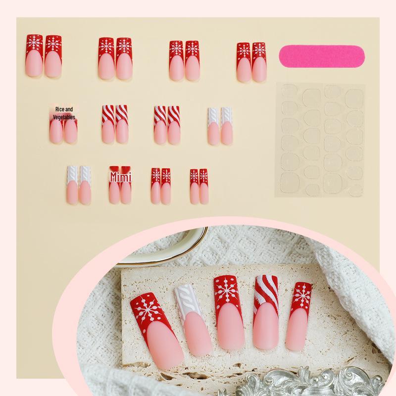 European & American Christmas Sweater Texture Press-On False Nails