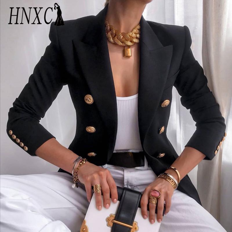 HNXC Dámské Vintage Casual mřížkovaný potisk Podzim Zima Dlouhý rukáv POLO bundy a kabáty